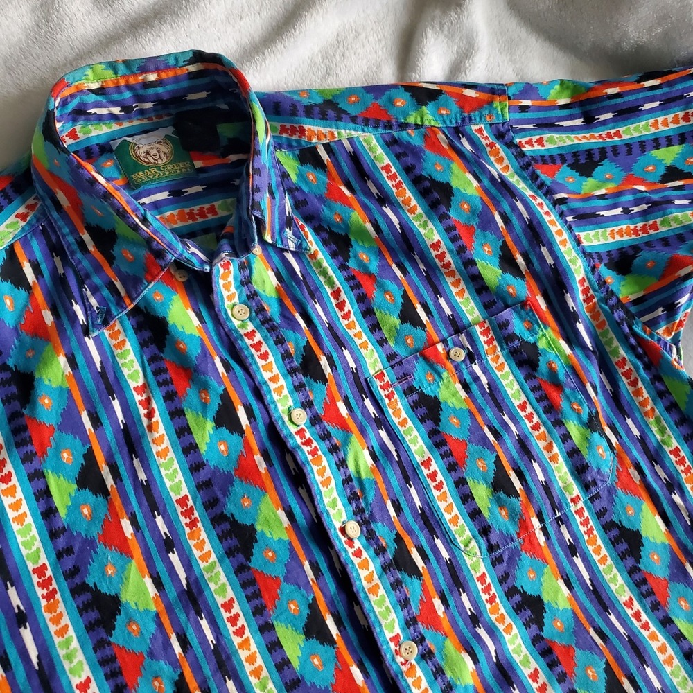 Vintage Bear Creek Outfitters Shirt Mens Large Western Aztec Southwest Cowboy